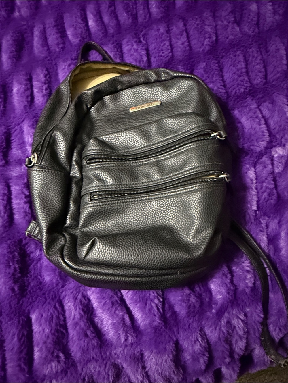 Stone & Co. Black Textured Leather Backpack